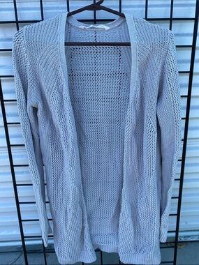 Athleta Light Gray Open-Front Knit Cardigan